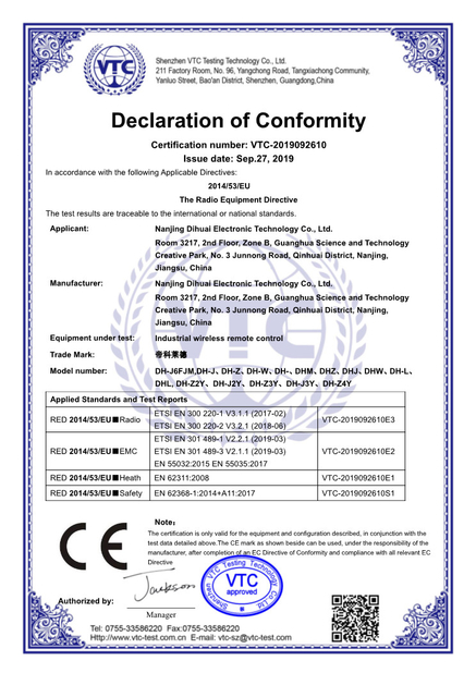 China Nanjing Dihuai Electronic Technology Co., Ltd. Certification